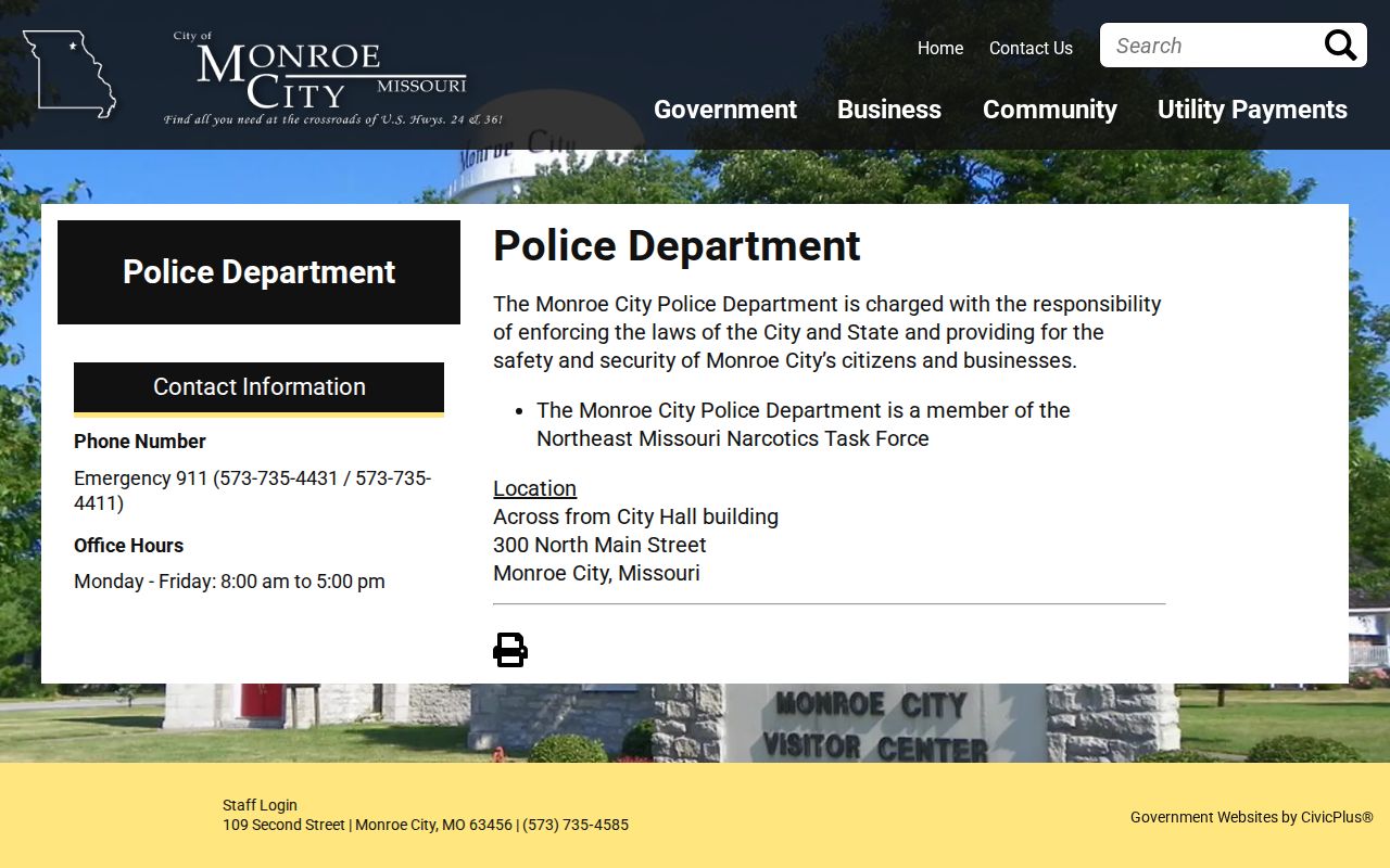 Monroe City Police Department source for recent arrest records